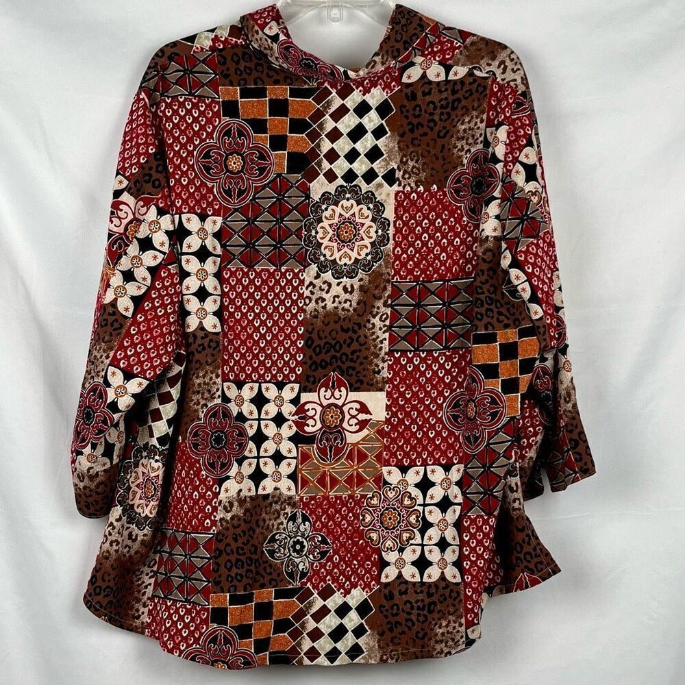 Allison Daley Ii Patchwork Button Down Blouse 20w - image 2